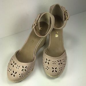 Unisa Wedge Sandal Ankle Strap Wedge Heel Unareia Espadrille Tan Burlap Size 8